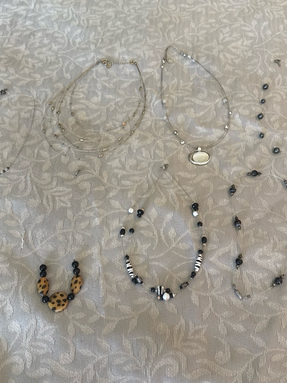 Silver and Black Layered Bead Necklace Set — Unbranded Women’s Necklaces